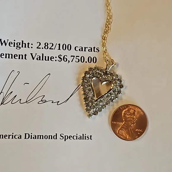 Gorgeous, rare, unique, double layered, natural diamond 14kt gold pendant. - Picture 5 of 5